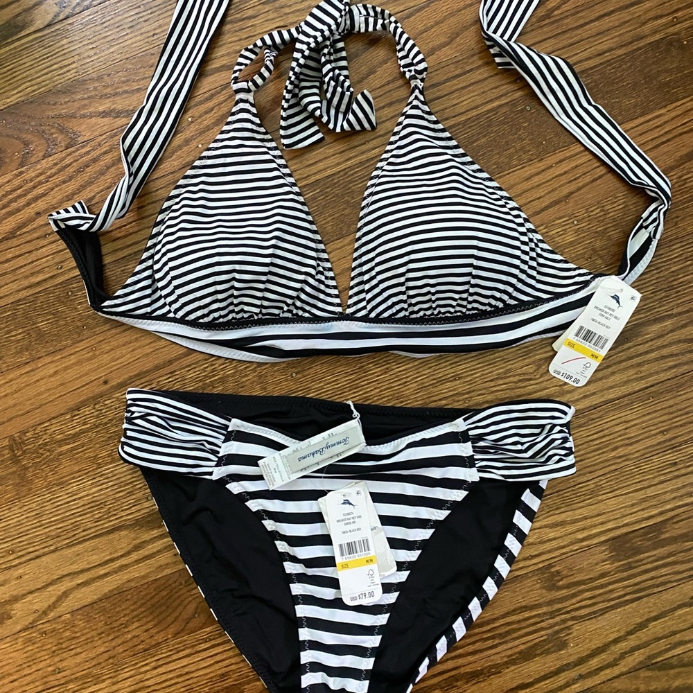 Tommy Bahama Breaker Bay Black and White Striped Bikini